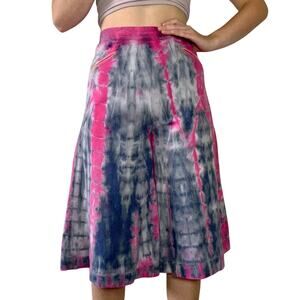 Vintage 1970s Pink Grey Reverse Shibori Tie Dye Shorts High Waisted Reworked